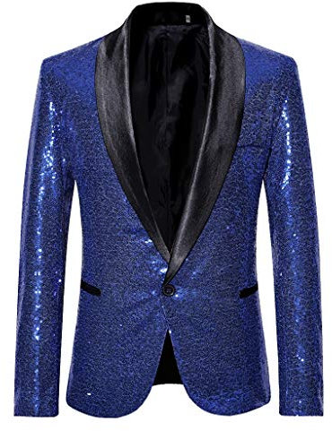 Vestes de costume décontractées pour homme, blazer à paillettes avec col à revers, veste à un bouton, veste parka intelligente d'affaires, manteau formel, vêtements d'extérieur à boutons à simple