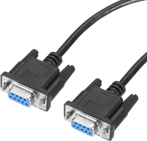 sourcing map 9.8 ft DB9 RS232 Serial Cable Female to Female Null Modem Cord 2-3 Crossover Extension Cable for Data Communication, Black