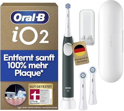 Oral-B iO Series 2 Elektrische Zahnbürste Grün PLUS Original Oral-B iO Sanfte Reinigung Aufsteckbürste Weiß 3x