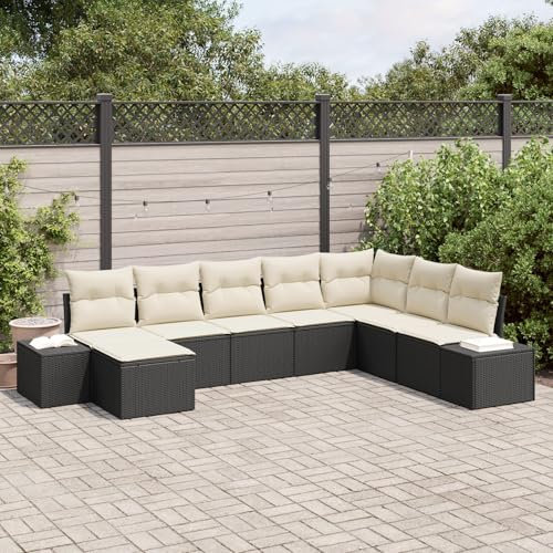 vidaXL Trädgårdsoffset med kudde 8 pcs konstrotting, Trädgård och terrass, modern modulär utemöbelset, rattansoffa och loungemöbler, vårstiligt sittande