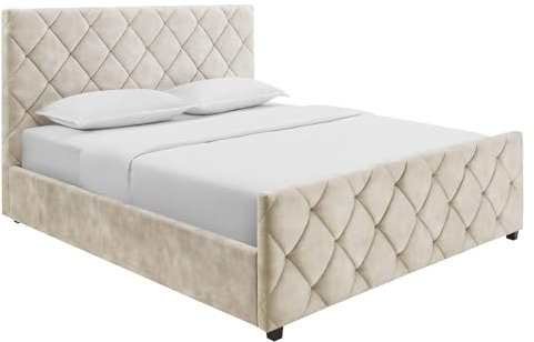 Riess Ambiente Design Boxbett Elysium - 180x200cm - Champagner beige - Samt - Doppelbett mit Bettkasten und Lattenrost ohne Matratze