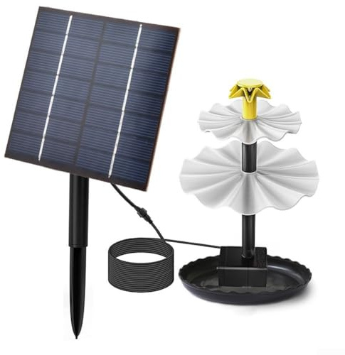 Pompe à fontaine solaire, 2,5 W 7 V, pompe à eau solaire d'extérieur avec 9 têtes de buse, étanche IP68, débit d'eau à 3 couches pour bains d'oiseaux, jardins, patios