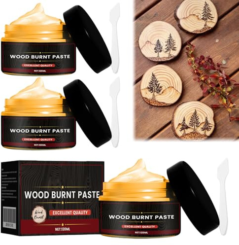 Pasta de Combustión de Madera,3 Piezas Gel de Combustión de Madera,Pasta de Antorcha para quemar madera,para Manualidades,Dibujo y Artes de Bricolaje,120ml