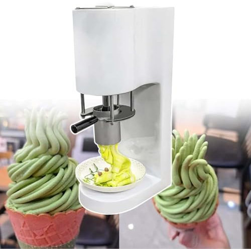 HCAUYNN Automatische Kleine Softeismaschine, Elektrische Softeispresse Aus Edelstahl, Tisch-Eismaschine In Nudelform,White