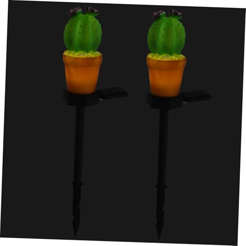 Yardwe 2 Pezzi Cactus da Lampade LED Decorative Resistenti Allacqua Simulazione Ricarica Automatica per Patio e Vialetti Esterni