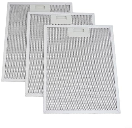 Filtro de aluminio para campana extractora de 340 x 280 mm, filtros de grasa de malla metálica para ventilación de cocina para FHEE229SC9S FHEE26A9S OR908CXA, paquete de 3 unidades, color plateado