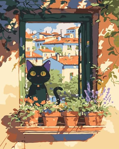 jieyisier Le Chat Peinture Numero Adulte,DIY Peinture Acrylique 40x50 CM | Animaux Peinture par Numero Adulte,Débutant Peinture Numero Peintures Décoratives Murales et Cadeaux Pour la Maison