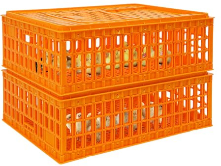 2 bolsas de transporte para aves de corral, jaula de transporte de pollo con puerta corredera y asas de transporte, cesta para aves de corral, pollo, pájaro, pato, ganso, capacidad de carga de 200 kg