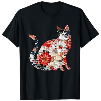 Gatto Origami Gatti Giapponesi in Fiore di ciliegio Giappone Maglietta