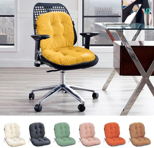 BOUFEIDA Coussin De Chaise Exterieur Coussin Assise Chaise Jardin Dossier avec Housse Amovible, Coussin De Chaise De Bureau avec Attaches, Bascule D'interieur 42x85cm (Jaune)