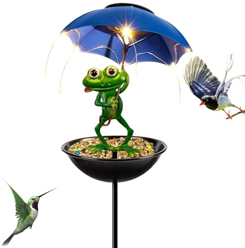 Distributeur de nourriture pour oiseaux pour l'extérieur - Prise décorative solaire avec design - Distributeur de nourriture pour oiseaux - En métal - Pour l'extérieur, le jardin, la cour, le balcon
