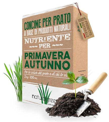 B4GREEN Concime Prato Primavera e Autunno (100m²) – Concime Starter per Prato Azotato a Lenta Cessione, Fertilizzante per Prato Rinverdente Verde, Fitto e Rigoglioso 2kg