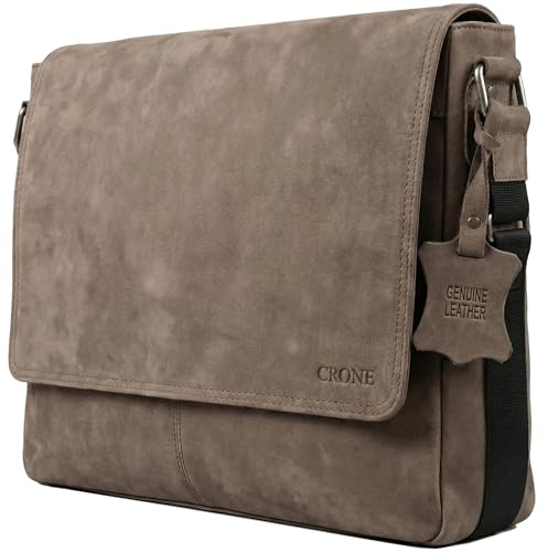 Crone Hamburg läder laptopväska, affärsväska av äkta läder, portfölj, arbetsväska, axelväska, laptopväska, Togo