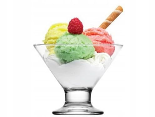 Glasmark KROSNO 1992 Juego de 4 Copas de Helado y Postres con Pie 180ml - Cuencos de Cristal para Ensalada de Frutas y Pudding - Aptas para Lavavajillas - Diseño Elegante y Transparente