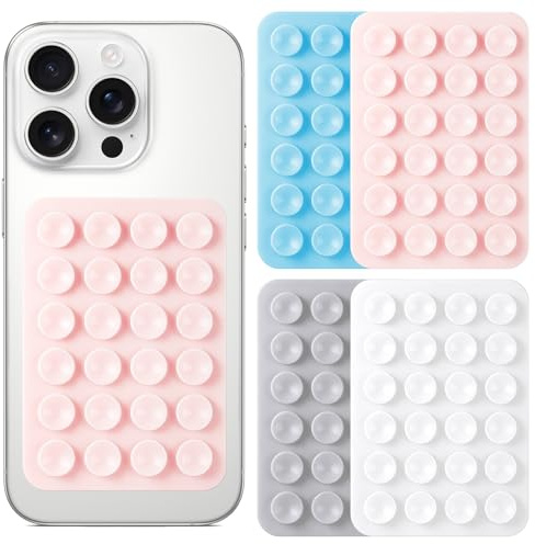 Ainiv 4 Stück Handy Saugnapf, Silikon Handyhalterung, Silikon Saugnapf Handyhülle, Freihändig Sticky Saugnapf Handyhülle für Mobile Stromversorgung, Selfies und Videos (4 Farben)