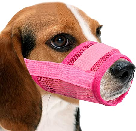 YAODHAOD Hunde Maulkorb,Nylon-Mesh, atmungsaktiv und bequem ,schnell sitzende Hundemündung mit verstellbaren Trägern,erhindert Das Beißen,Kauen Und Bellen(S, Pink)