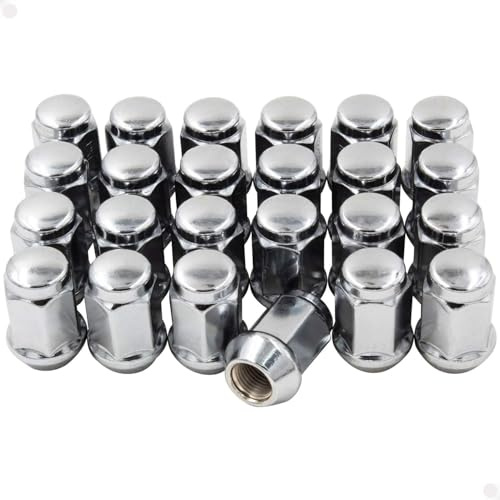 Wheel Accessories Parts 24 Pcs M12x1.25 12x1.25 Thread Bulge Acorn 1.38 35mm Long Lug Nuts Chrome 3/4 19mm Hex Fits Nissan Titan (Non XD) with Aftermarket Wheels