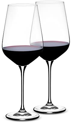 LUXU Premium Crystal Wine Glasses(Set of 2)-Hand-Blown-Clear,27 oz Long Stemmed Goblets for Red and ​White Wine,Perfect Wine Gifts for Party,Valentines Day,Anniversary or Any Occasion