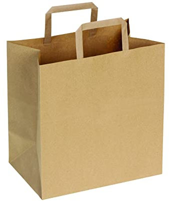 DeinPack 50 Papiertüten 26 x 17 x 26 cm I Umweltschonende Papier Tragetaschen Geschenktüten Papiertragetaschen biologisch abbaubar, kompostierbar I braune Papier Tüten