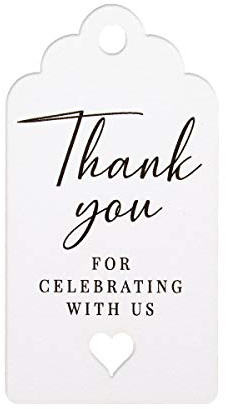 Summer-Ray Geschenkanhänger, Aufschrift Thank You for Celebrating with Us, Weiß, 50 Stück