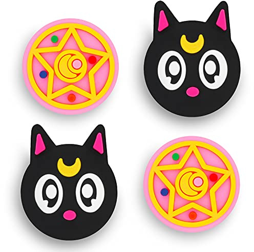 Owngen Cute Thumb Grip Caps for Nintendo Switch/Lite/OLED, Kawaii Magic Moon Design Joystick Button Covers, 3D Ergonomic Analog Caps for NS Controller Joycon