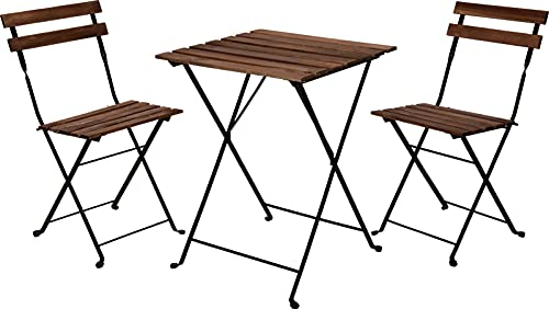 matrasa Bistroset 3-teilig Holz/Metall - Akazienholz Sitzgarnitur für Balkon & Terrasse