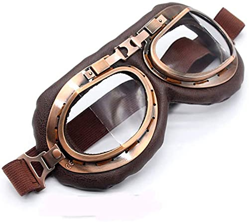 ZLYJ Retro-Motorradbrille, Klassische Aviator-Vintage-Schutzbrille Scooter-Motorrad-Flugbrille E