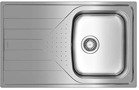 TEKAWAY UNIVERSE Edelstahl-Einbau-Küchenspüle mit Korbablauf & Siphon inkl. Küchenarmatur und Seifenspender, Set aus Spüle, Wasserhahn + Zubehör – H 79 x B 50 x T 17 cm