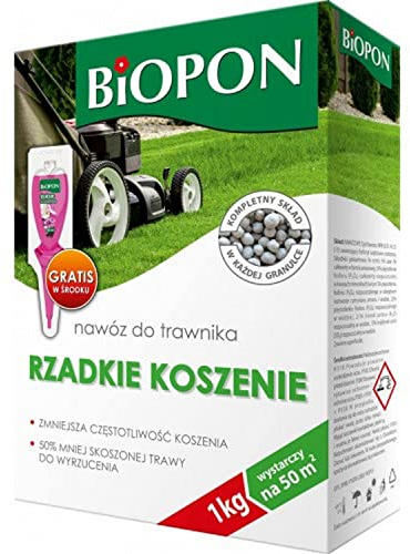 Biopon Rasendünger Seltenes Mähen - Dünger für Alle Rasen: Zier- , Sport- und Spielrasen - 1kg für 50 m²