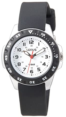 Lorus Reloj Infantil Analógico de Cuarzo con Correa de Silicona, Negro