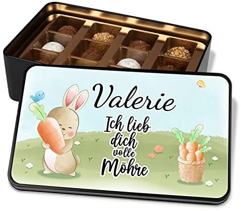 True Statements Pralinendose personalisiert mit Namen – 12 Premium Pralinen – Geschenk Valentinstag, Hochzeitstag, Geburtstag
