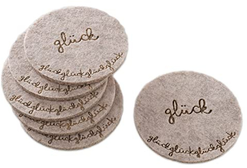 6 x Filz-Untersetzer rund Ø 10 cm für Gläser Tassen Becher - glück braun