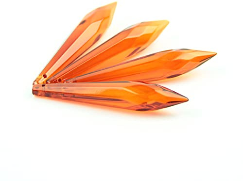 Coloured 76mm 10pcs/ 50pcs/ 100pcs Crystal Multi-Faceted Icicle Pendant Chandelier Parts for Wedding/Home Decoration,Orange Red,76mm 10pcs