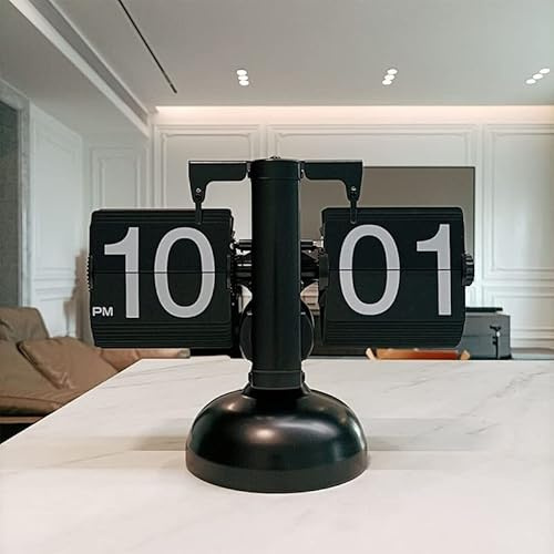 Alvinlite Flip Clock Wall Clock Table Clock Digital Display Flip Clock Modern Living Room and Office Decoration |Black| Digital Flip