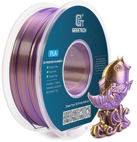 GEEETECH Silk Dual Color Filament 1,75mm,1KG/Spool für 3D Drucker, Silk Gold&Lila