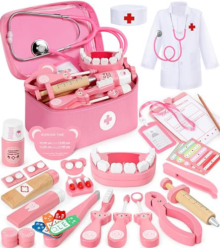 Ophy Valigetta Dottore Bambini, 16 Pezzi kit Dottoressa Bambina Ragazze e Ragazzi 3, 4, 5, Kit Medico Giocattolo con Stetoscopio, Kit Dottore Bambino,Gioco di Ruolo per bambina Performance,Halloween