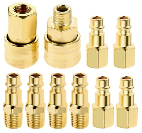 DRELD 10 STK Druckluftkupplung EU, 1/4BSP Schnellkupplung, 1/4 NPT Schlauch Fitting Kupplungen, 1/4 Zoll Luftanschluss, Luftkompressor-Fittings Schnellanschluss für Schläuche