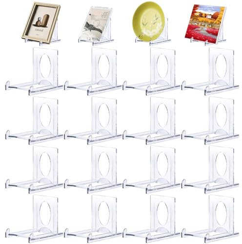 Forreen Plate Stand,16 Pcs Acrylic Display Book,Adjustable Book Stand 2.16 x 1.97,Picture Stan d for Display,Small Plat e Stan d,Multifunctional Displa y Holder for Mobile Phones,Boo ks,Photos