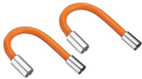 sourcing map 2pcs Foaming Extension Tube, Faucet Lengthen Extender, Sink Drain Extension Tube, Bathroom Faucet Extender, Extension Flexible Water Hose Adapter Orange (20cm)