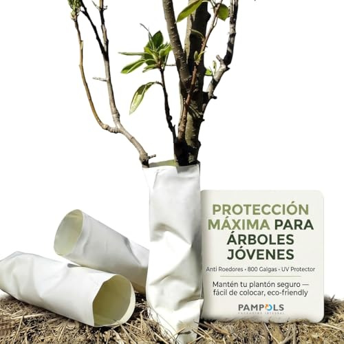 PAMPOLS Lot de 100 Tubes Flexibles en Plastique pour Protection Contre Les rongeurs pour Troncs d'arbres | Hauteur 45 cm | Blanc