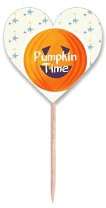 Palillos de dientes redondos con diseño de calabaza, diseño de calabaza, diseño de corazón, palillos para cupcakes