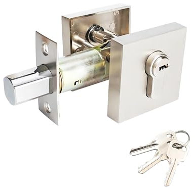 Qrity 1 Pezzi Kit di Serratura con Superficie Quadrata, Maniglie Porte Interne/Serratura Porta, Lega di Zinco Blocco Della Porta con Serratura Chiave