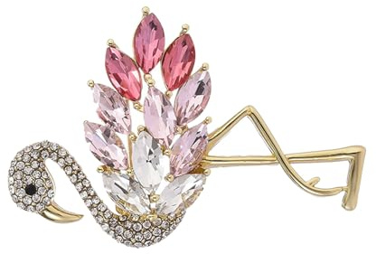 Strass Flamingo Brosche mit Anstecknadel, Kristall Ziernadel für Damen | Rhinestone Verzierung, Legierung, Modischer Ebene Look, Passend zu Kleidung, Schal und Tasche