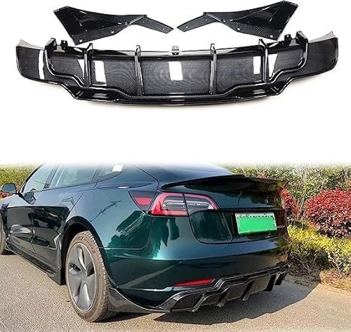 THOMIX Auto Heckstoßstange Diffusor für Tesla Model 3 2017-2023,Spoilerlippe Heckdiffusor,Auto Heckspoiler Heckstoßstange Lippe Hecklippe des Fahrzeugs Auto Zubehör
