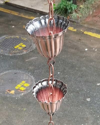 ZIMGOD Regenkette Verzinktes Eisen Regenrinnenketten-Gießbecher, 1-4 m Regenfallrohrumlenker, Terrassenpavillon-Regenwasserfänger, Regenketten-Wassersammler(4.0m/13ft)