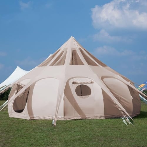 Person Familie Camping Zelt, 4 Jahreszeiten Glamping Jurte Zelt mit Herd Jack | Wasserdichtes, winddichtes Glocken-Tipi Zelt für Outdoor-Abenteuer