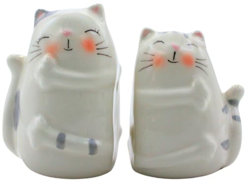 Saliera e pepe in ceramica – Spargispezie come gatti, dimensioni (lunghezza x larghezza x altezza): circa 6 x 6 x 8 cm.