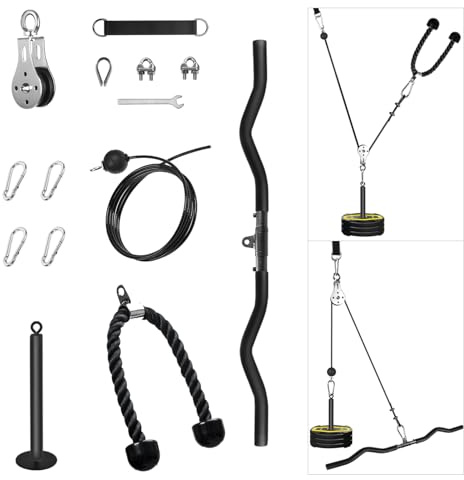 FASPUP Kabelzug Fitness Latzug Gym Kabelsystem Latzug Fitnesssgeräte Kabelzug Pulley System Latzugmaschine Fitness Riemenscheibe Kabelmaschine für LAT Pull Down, Bizeps Curl