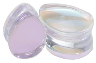 LGXLGX Glas-Ohrtunnel-Plugs, Tropfen-Ohrerweiterung, 2 Stück for 6–25 mm AB-farbige, antiallergene Ohr-Expander, Körperpiercing-Schmuck(Purple,22MM)