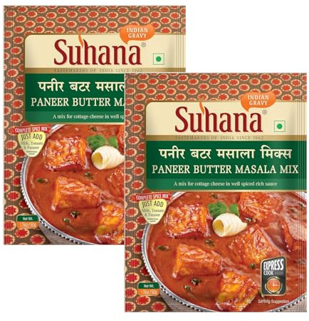 Suhana Spices Mix Powder (Ready To Eat) - Curry Masala Recipe Mixes Casserole Seasoning Herbs - Simplifies & Speeds Up Cooking Process (Pack of 2, Paneer Butter Masala Mix (Dairy Free) 50g (RTE))